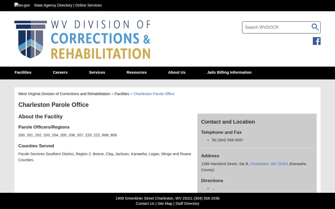 Kanawha County parole office supervision records page