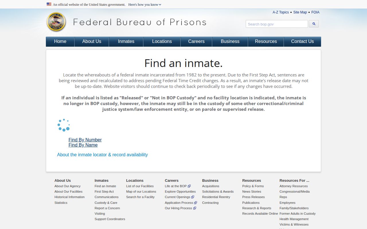 Kanawha County federal released inmate locator fields